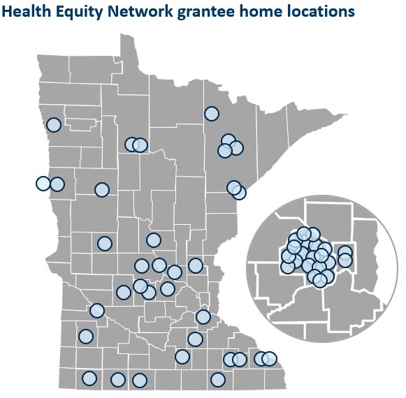 Map of Health Equity Network grantee locations