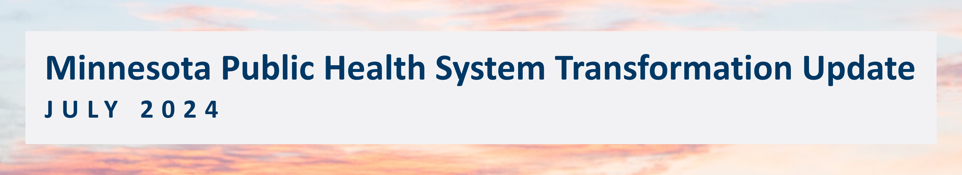 Public Health System Transformation Update, July 2024
