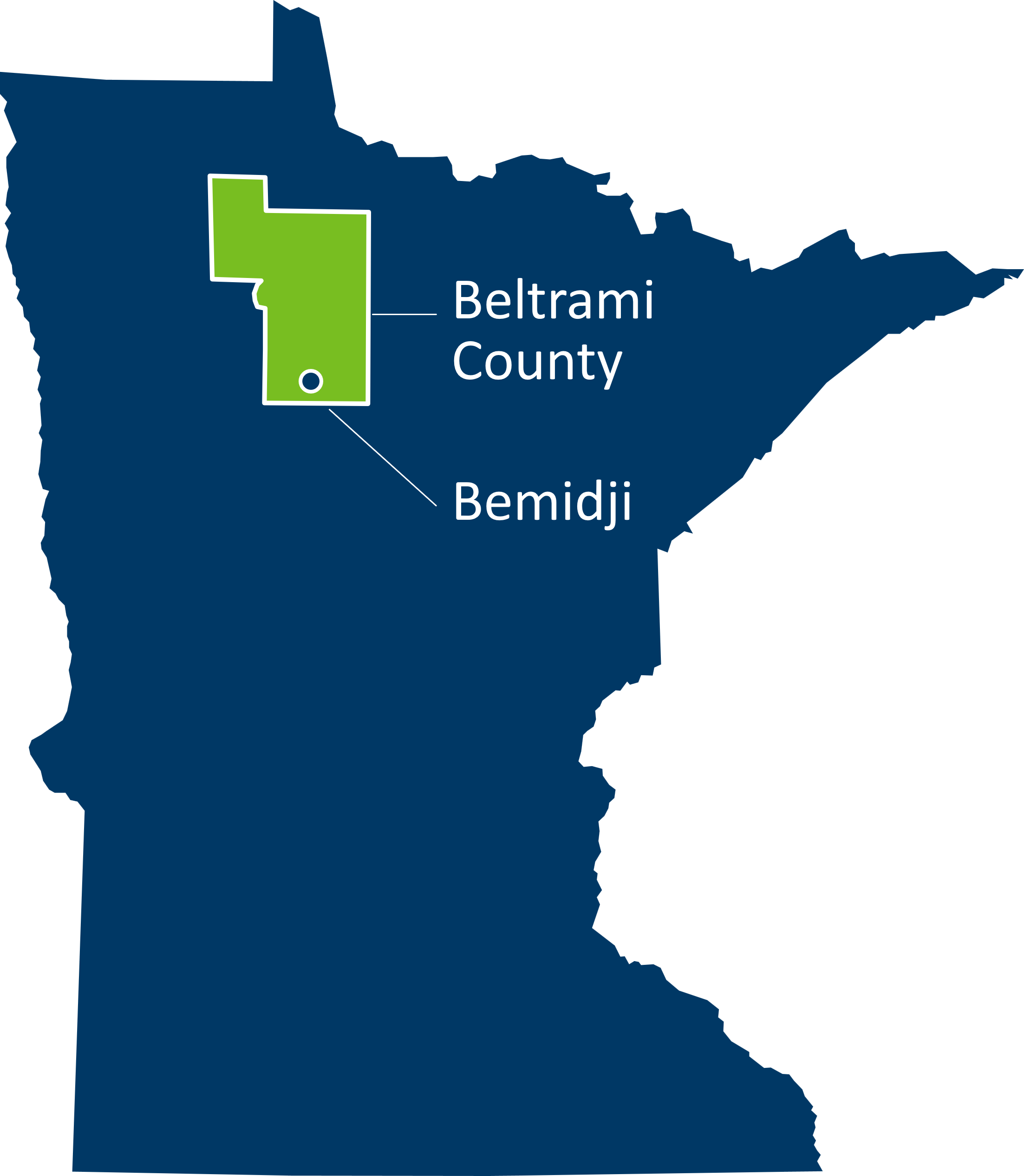 Bemidji is the county seat of Beltrami County in Northwestern Minnesota.