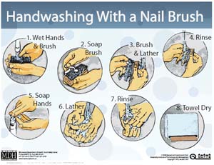 image of the handwashing with a nail brush poster.