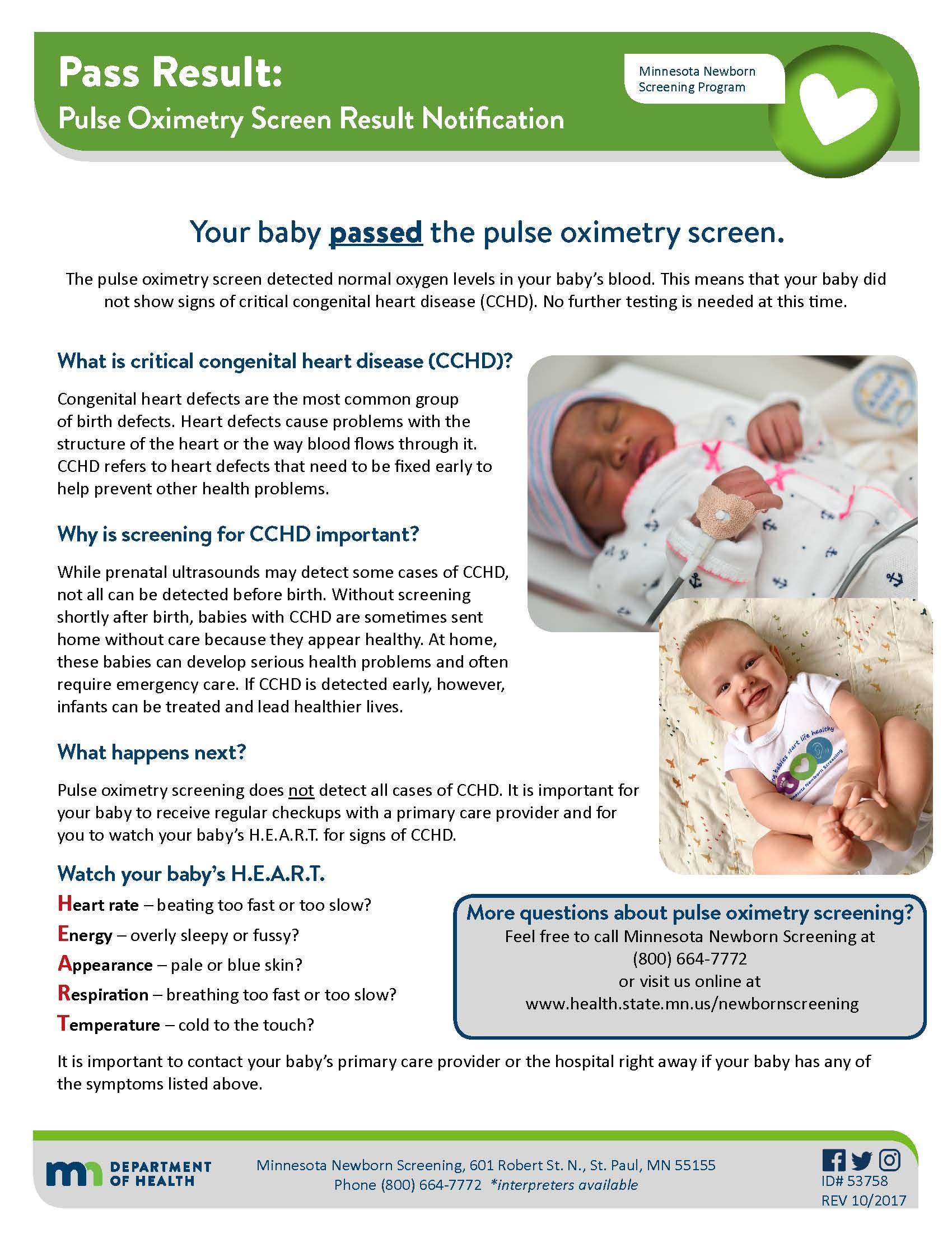 Pulse Oximetry Pass Sheet