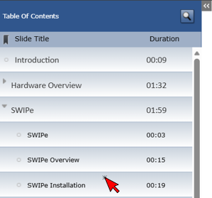 Click Table of Contents slide to go directly to contents